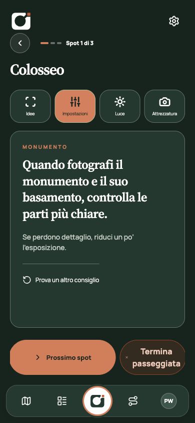 L’app PhotoWalk aggiornata: un consiglio per fotografare il Colosseo, con idee, impostazioni, luce e attrezzatura.